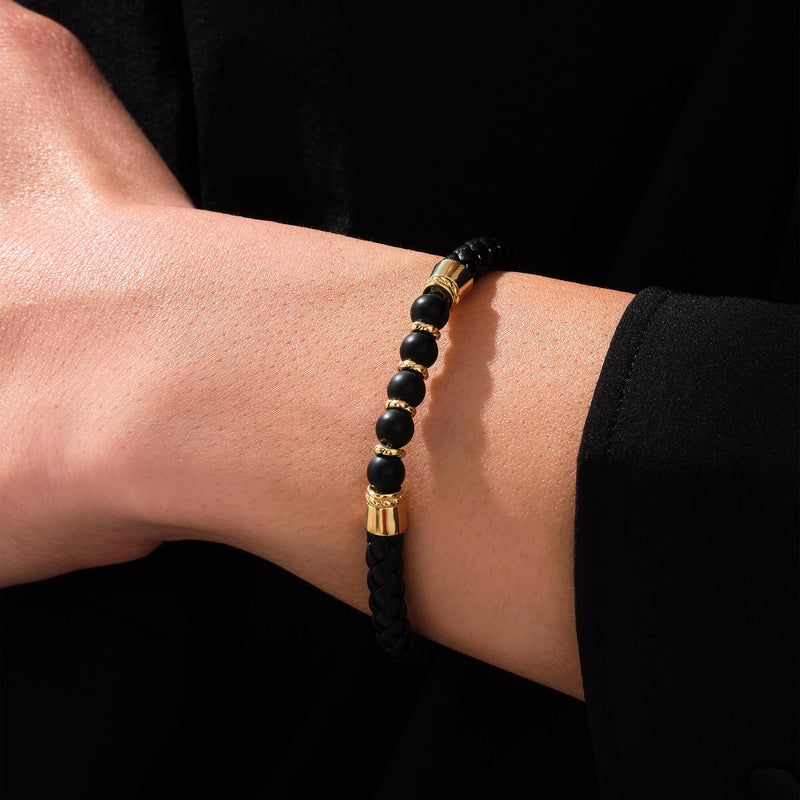 Black Onyx and 18K Yellow Gold Bead Bracelet – Ebbs